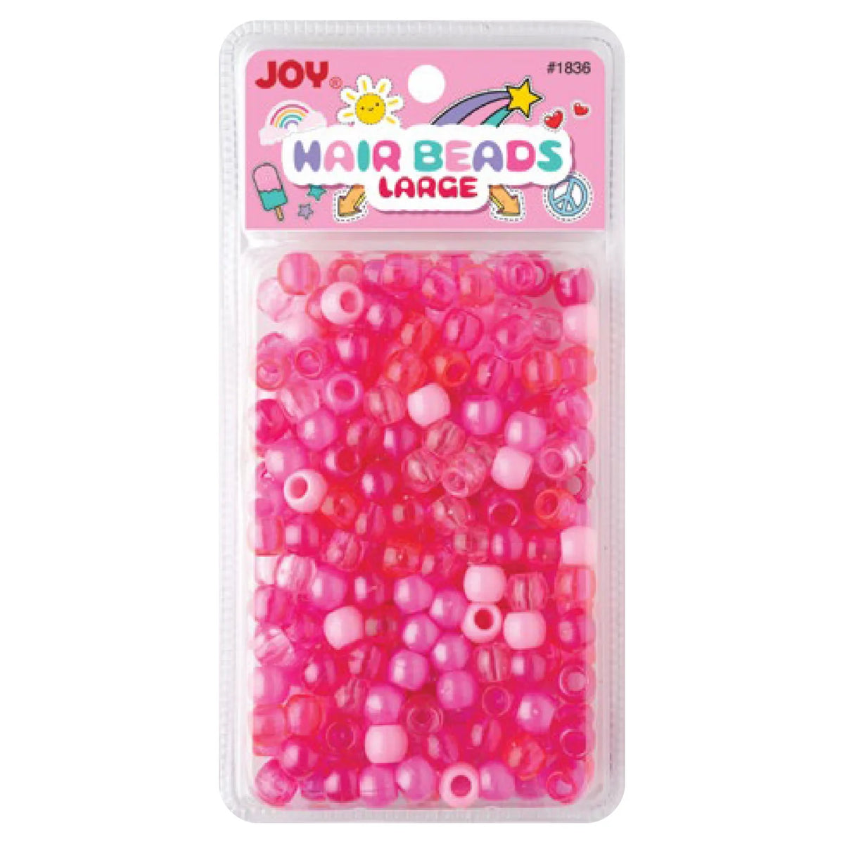 Joy Large Hair Beads 60Ct Pink Clear Asst