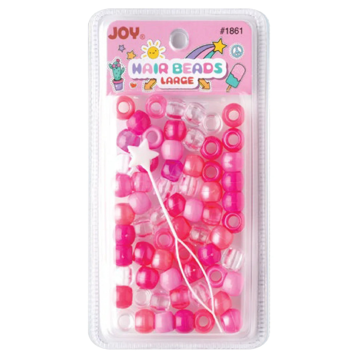 Joy Large Hair Beads 60Ct Pink Clear Asst – Annie International