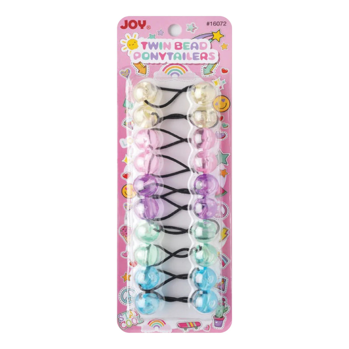 Joy Twin Beads Ponytailers 10Ct Clear Pastel – Annie International