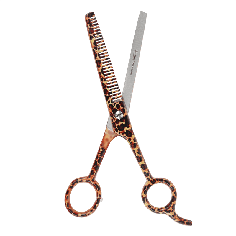 Annie Stainless Steel Thinning Hair Shears 6.5 Leopard Pattern