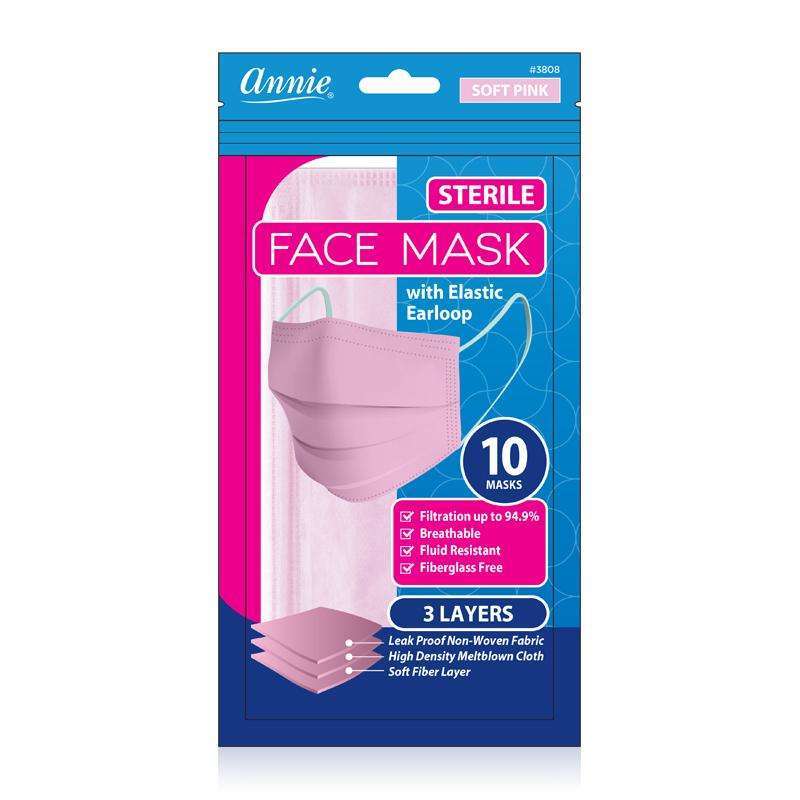 Annie Sterile Face Mask One Size 10ct Light Pink