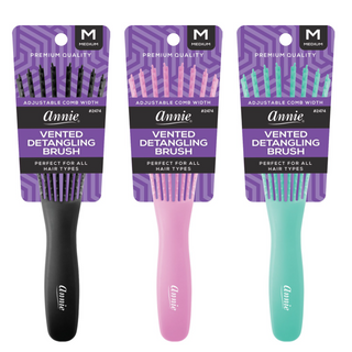 Annie Vented Detangler Brush Medium 8 Row Asst Colors