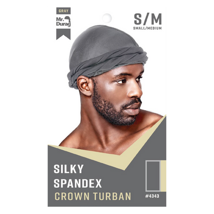 Mr. Durag Silky Spandex Crown Turban Turban Mr. Durag Small / Medium Gray 