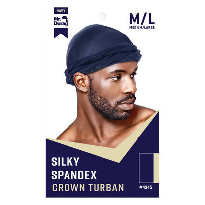 Mr. Durag Silky Spandex Crown Turban Turban Mr. Durag Medium / Large Navy 