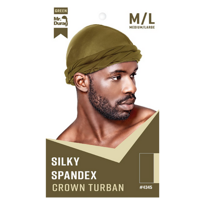 Mr. Durag Silky Spandex Crown Turban Turban Mr. Durag Medium / Large Green 