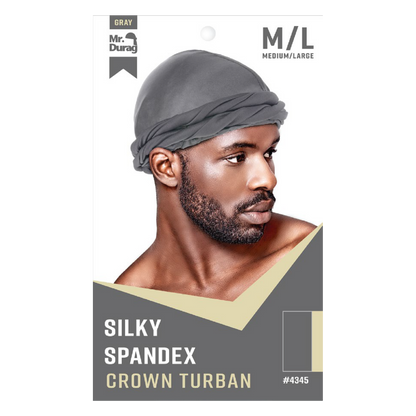 Mr. Durag Silky Spandex Crown Turban Turban Mr. Durag Medium / Large Gray 