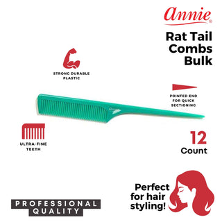 Annie Rat Tail Comb Set 12Ct Asst Color