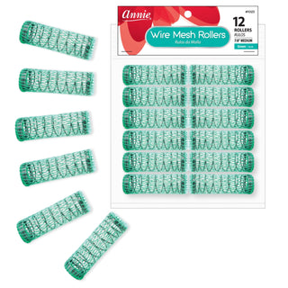 Annie Wire Mesh Rollers Medium 12Ct Green