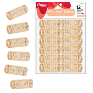 Annie Wire Mesh Rollers XL 12Ct Peach