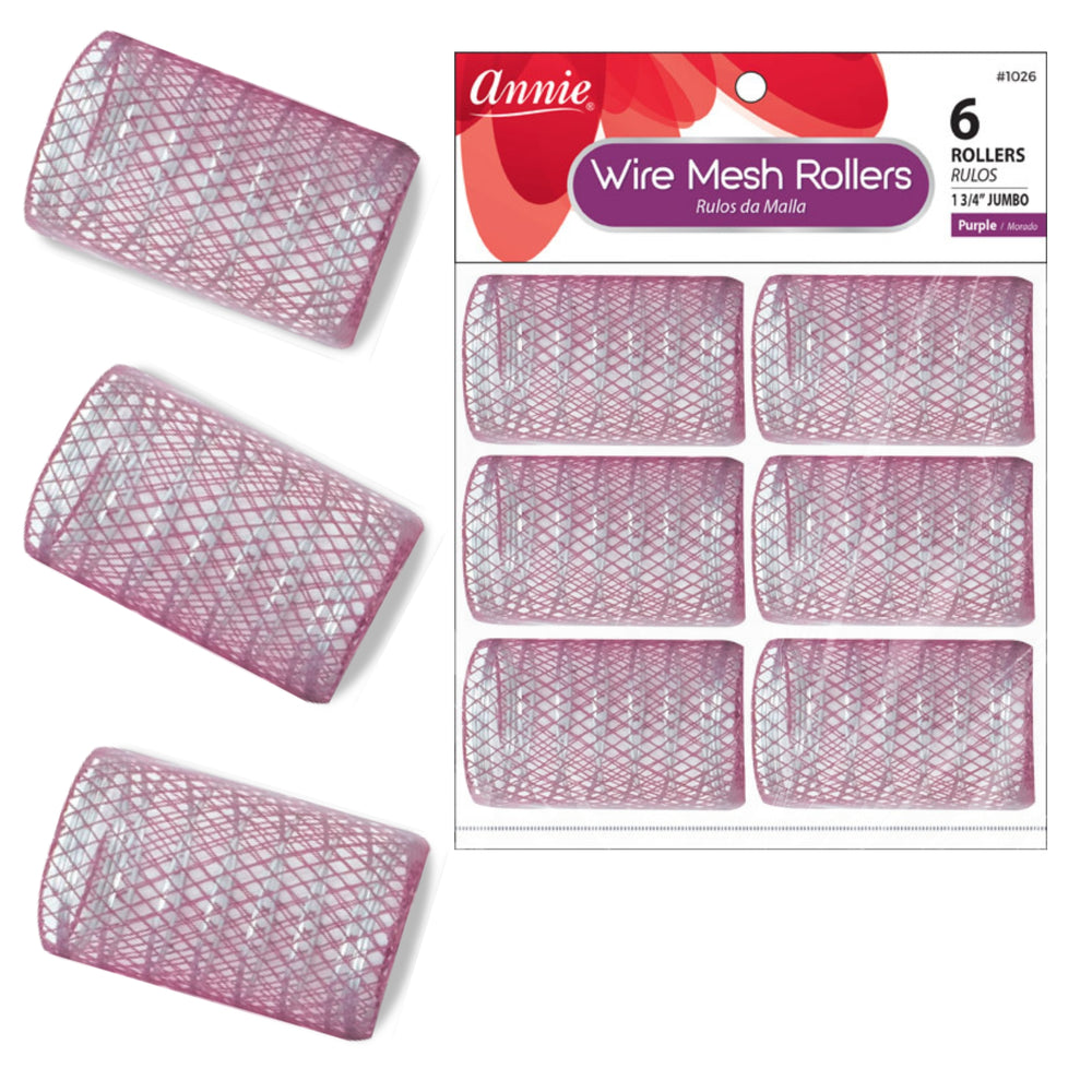 Annie Wire Mesh Rollers Jumbo 6Ct Purple