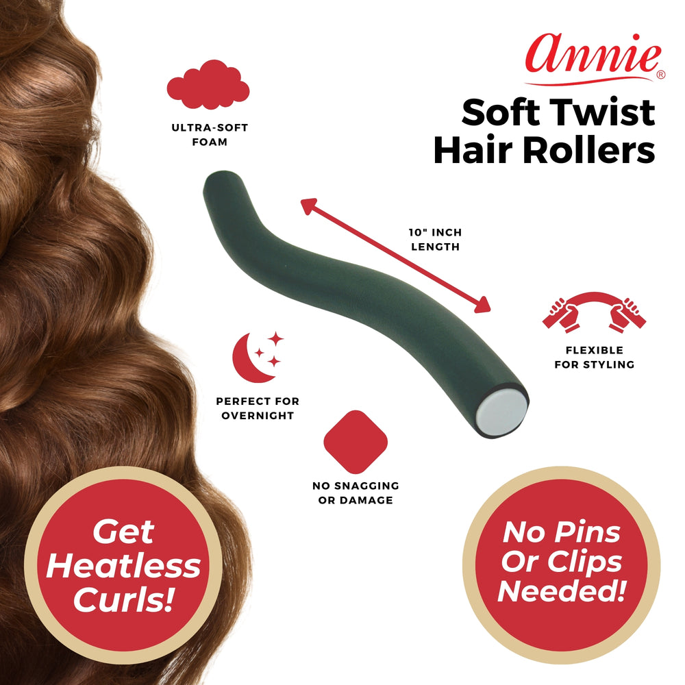 
                  
                    Load image into Gallery viewer, Annie Soft Twist Rollers 1&amp;quot; XL Dark Green (4pcs)
                  
                