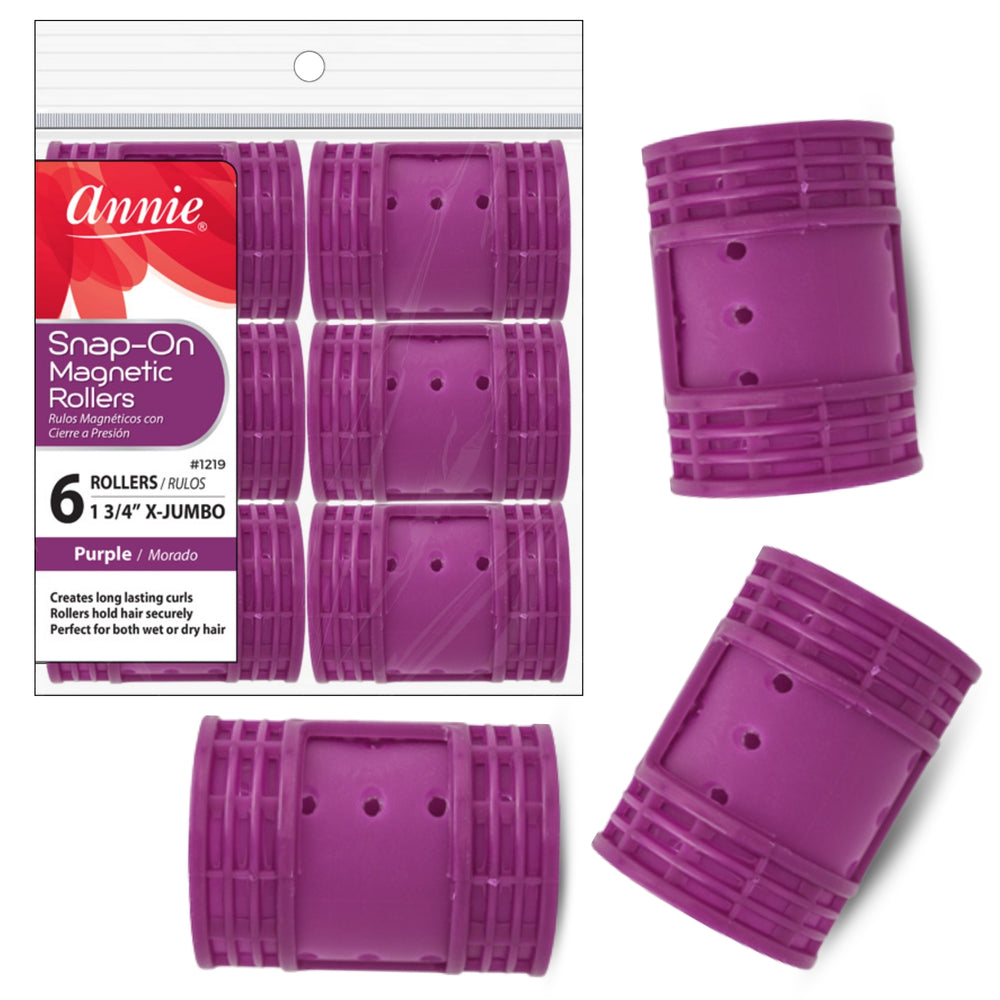 Annie Snap-On Magnetic Rollers Size X-Jumbo 6Ct Purple