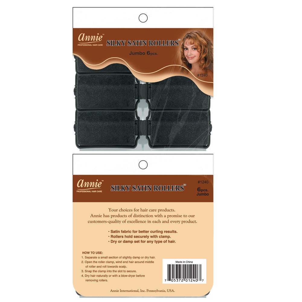 
                  
                    Load image into Gallery viewer, Annie Silky Satin Rollers Size Jumbo 6Ct Black
                  
                