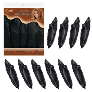 Annie Pillow Satin Rollers 10Ct Black