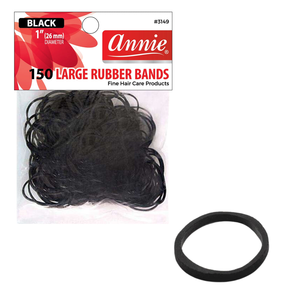 Annie Rubber Bands Large 150Ct Black