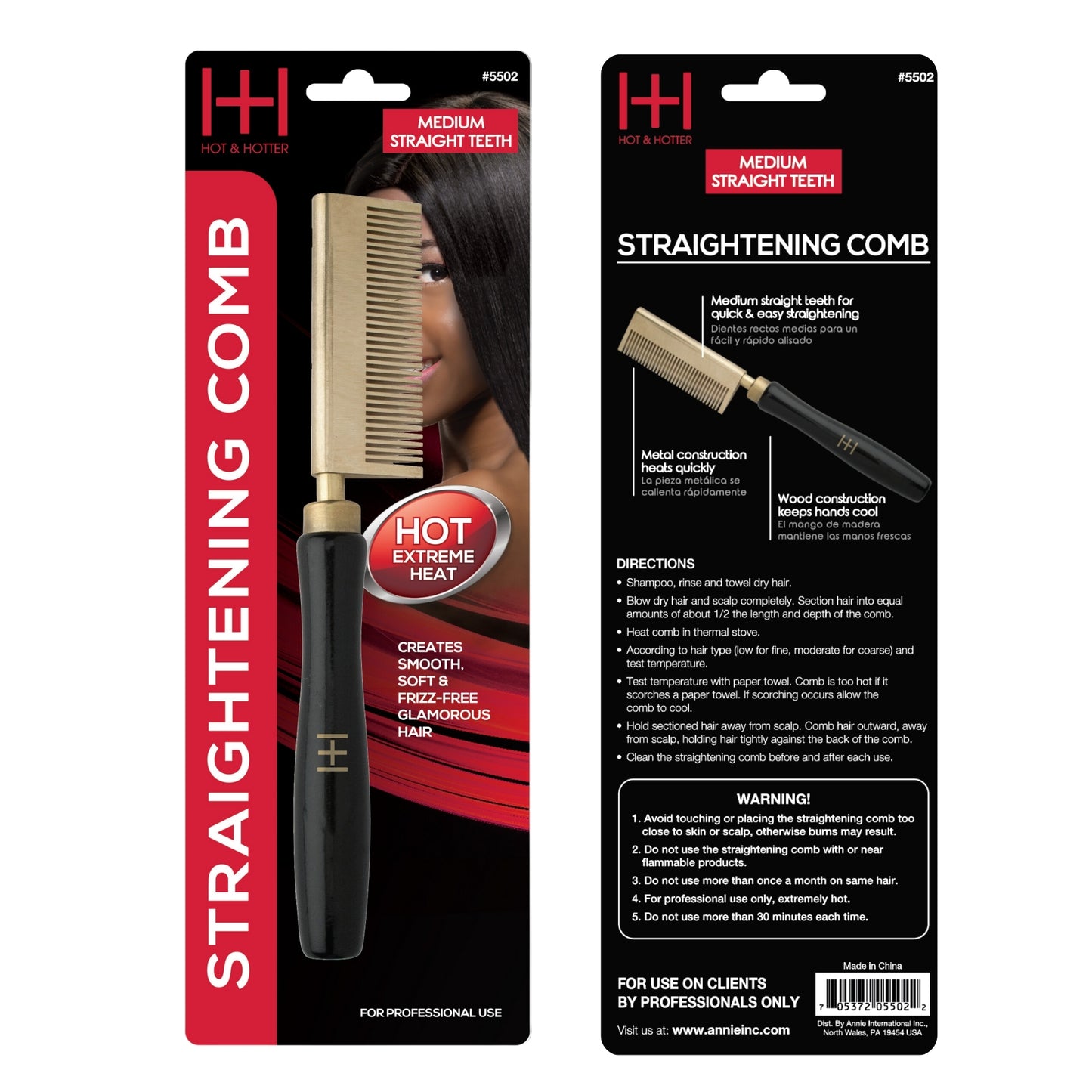 Hot & Hotter Thermal Straightening Comb Medium Teeth Straight