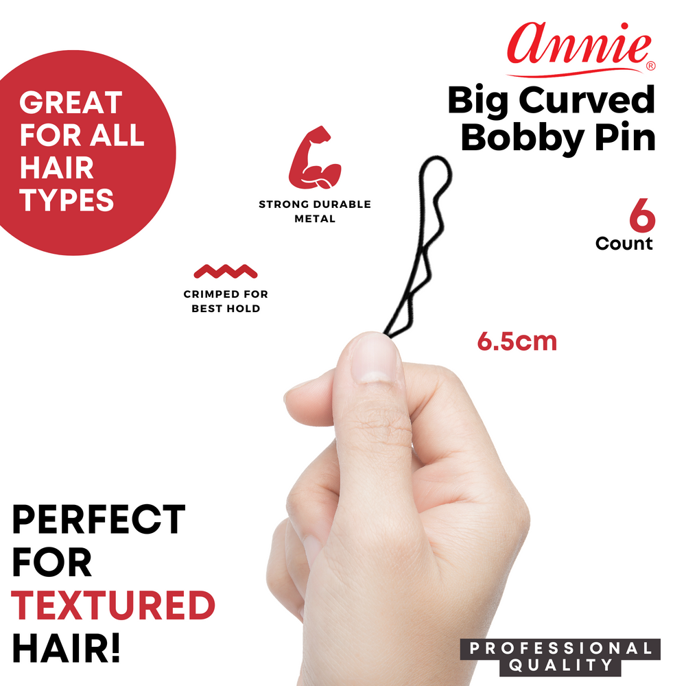 
                  
                    Cargar imagen en el visor de la galería, Annie 6.5cm Big Curve Bobby Pin 6ct Black
                  
                