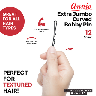 Annie Extra Jumbo 7cm Curved Bob Pin 12ct Black