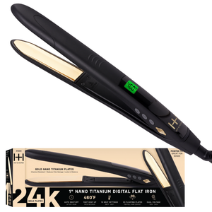 
                  
                    Cargar imagen en el visor de la galería, Hot &amp;amp; Hotter Digital Nano Titanium Flat Iron 1&amp;quot; with Gold Plates, Black
                  
                