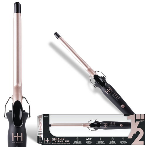 Hot & Hotter Extra Long Ceramic Tourmaline Curling Iron 1/2 Inch Black