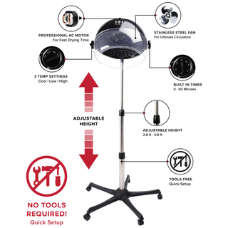 Hot & Hotter Ceramic Turbo Pro 4000 Stand Hood Dryer