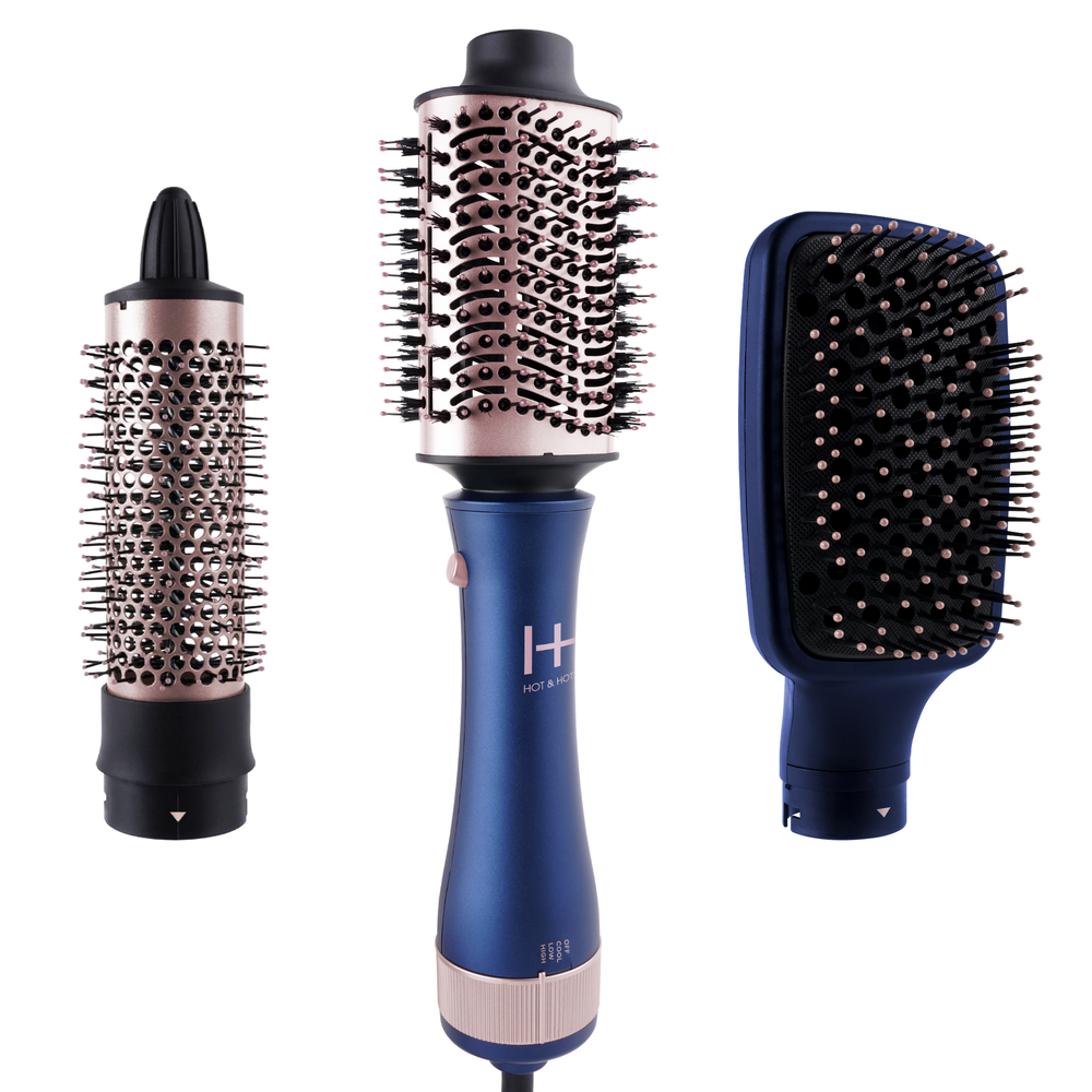 
                  
                    Load image into Gallery viewer, Hot &amp;amp; Hotter Dangerous Styles: Interchangeable Dryer Brush, Flat Iron &amp;amp; Curling Iron
                  
                