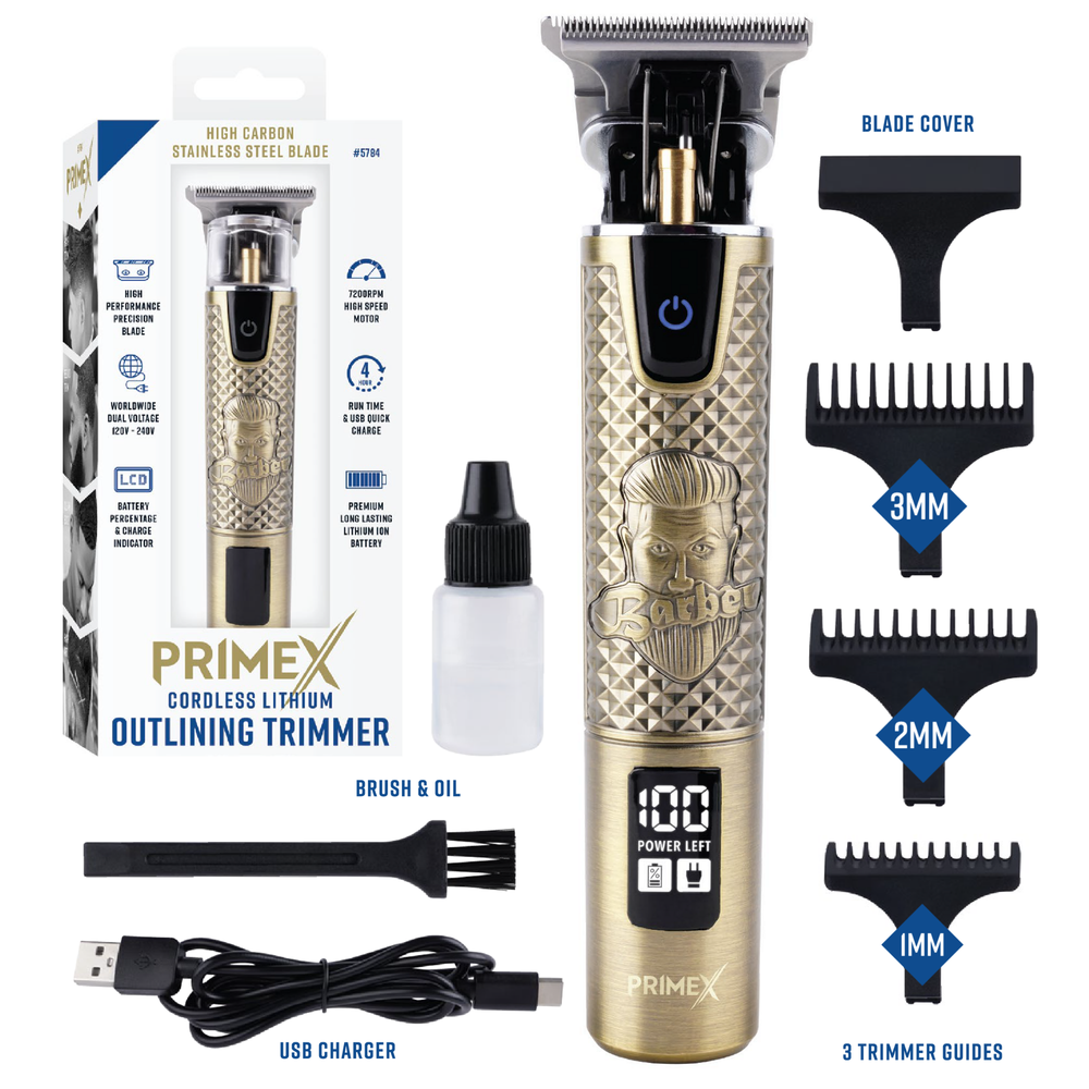 
                  
                    갤러리 뷰어에 이미지 로드, PrimeX Cordless Lithium Outlining Barber Trimmer Brass
                  
                