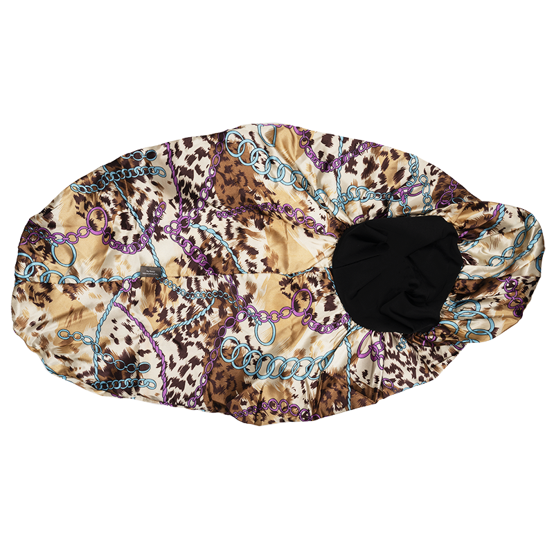
                  
                    Cargar imagen en el visor de la galería, Ms. Remi Deco Silky Wide Edge Braid Bonnet Ultra Jumbo Leopard Chain Pattern Bonnets Ms. Remi   
                  
                