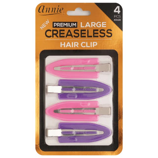 Annie Premium - Pinzas para el cabello grandes sin arrugas, color rosa y morado (4 ct)