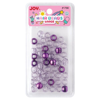 Joy Large Hair Beads 50Ct Purple Metallic & Glitter