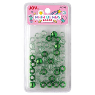 Joy Large Hair Beads 50Ct Verde Metálico Y Purpurina