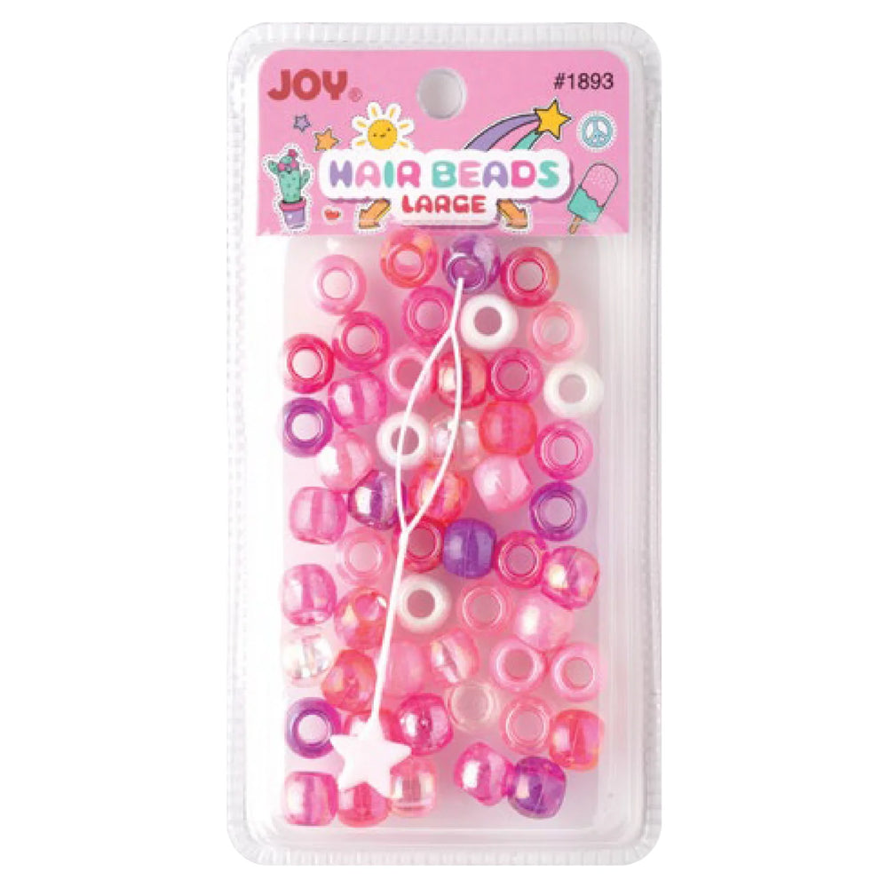 Joy Large Hair Beads 50Ct Asst Pink & Purple Glitter Beads Joy   