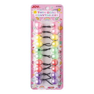 Joy Twin Beads Ponytailers 10Ct Rosa claro, amarillo, verde, rojo, azul