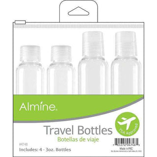 Botellas de viaje Almine en bolsa de 3 oz. 4ct