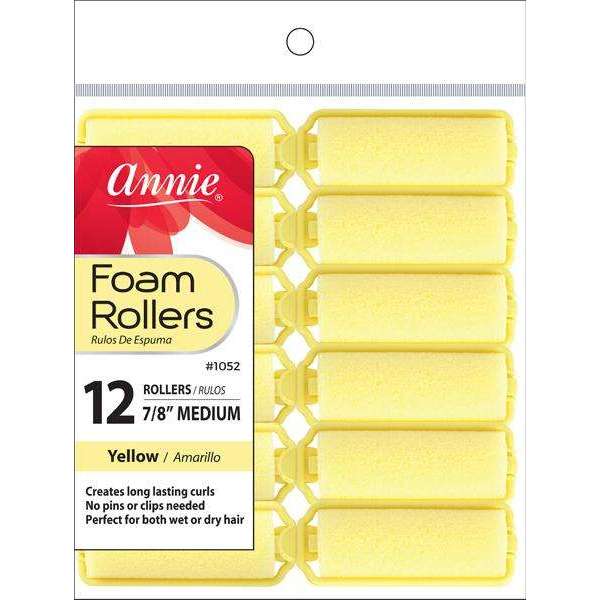 Annie Foam Rollers Medium 12Ct Yellow Annie International Inc