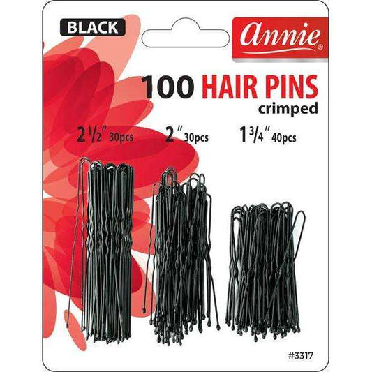 Annie Hair Pins 2 1/2" And 2" & 1 3/4" 100Ct Black Hair Pins Annie   