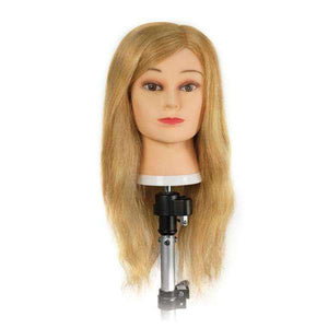 Annie Hairkins Series Male Mannequin Head with Moustache 18in Aaron 100% Human Hair