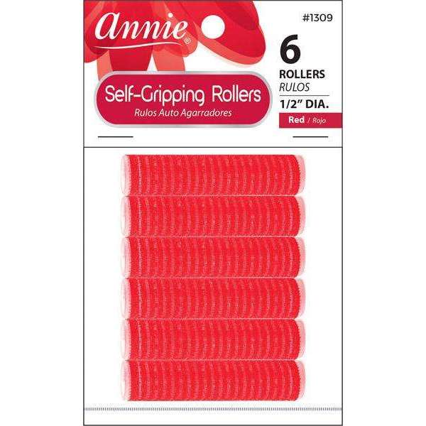 Annie Self-Gripping Rollers 1/2In 6ct Red Self-Gripping Rollers Annie   