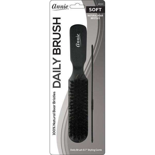 Annie Soft Wood Daily Boar Bristle Brush With Comb 7 in Brushes Annie   