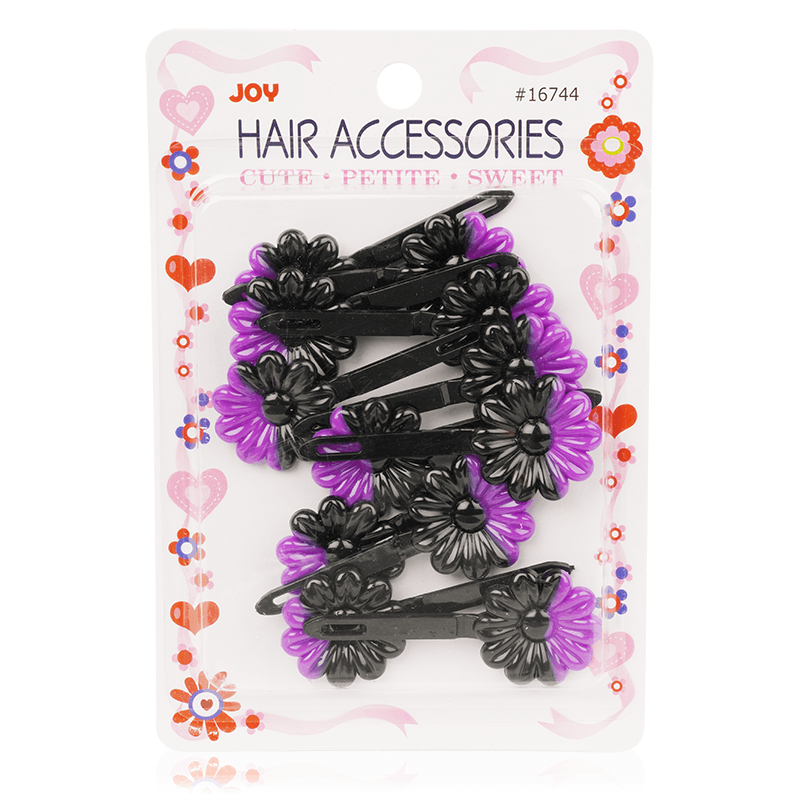 Joy Daisy Barrettes 12ct Black & Purple  Joy   