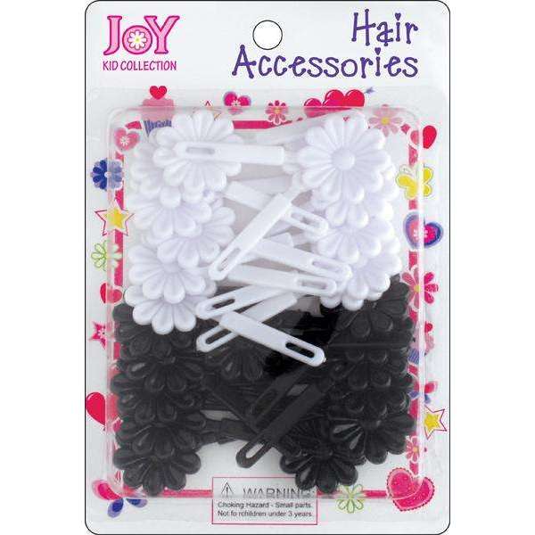 Joy Hair Barrettes 10Ct Black and White  Joy   