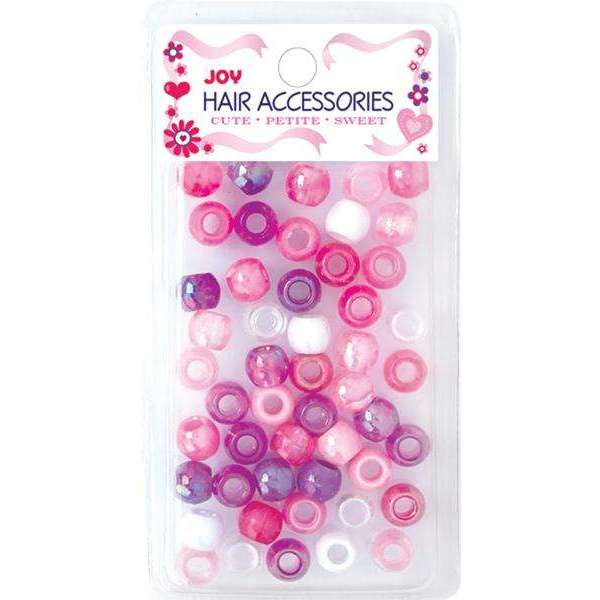 
                  
                    Load image into Gallery viewer, Joy Large Hair Beads 50Ct Asst Pink &amp;amp; Purple Glitter Beads Joy   
                  
                