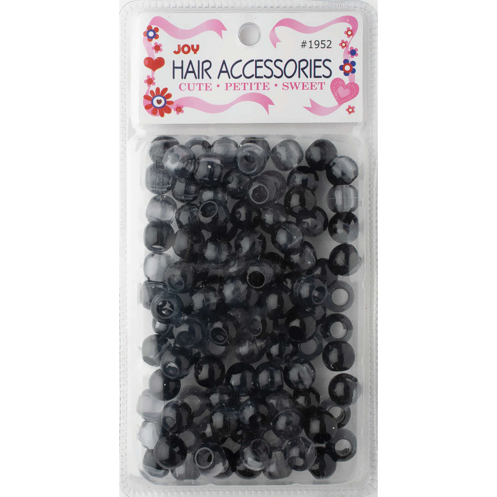 Joy Round Plastic Beads XL Two Tone Dark Vivid Black Beads Joy   