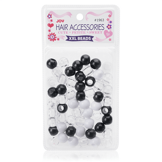 Joy Round Plastic Beads XX-Large Negro, Blanco, Transparente