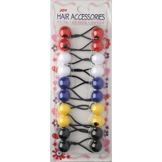 Joy Twin Beads Ponytailers 10Ct Red, White, Blue, Yellow, Black