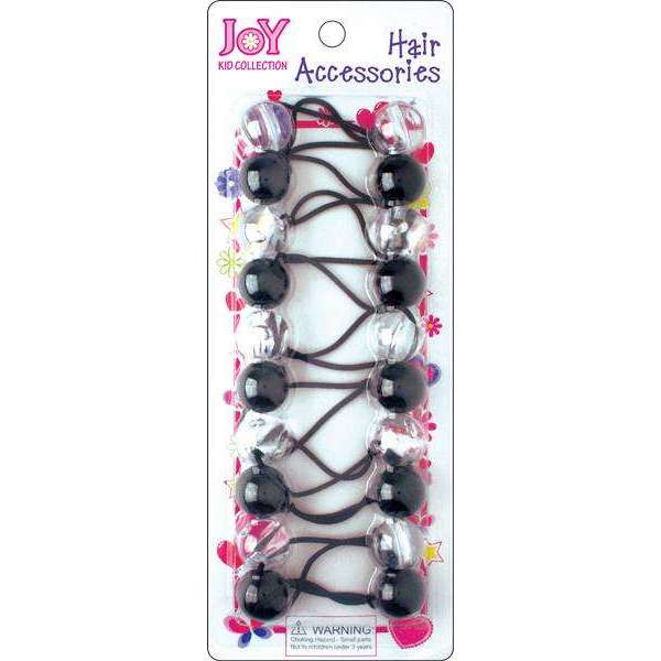 Joy Twin Beads Ponytailers 10Ct Black & Clear Ponytailers Joy   