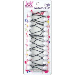 Joy Twin Beads Ponytailers 12Ct White