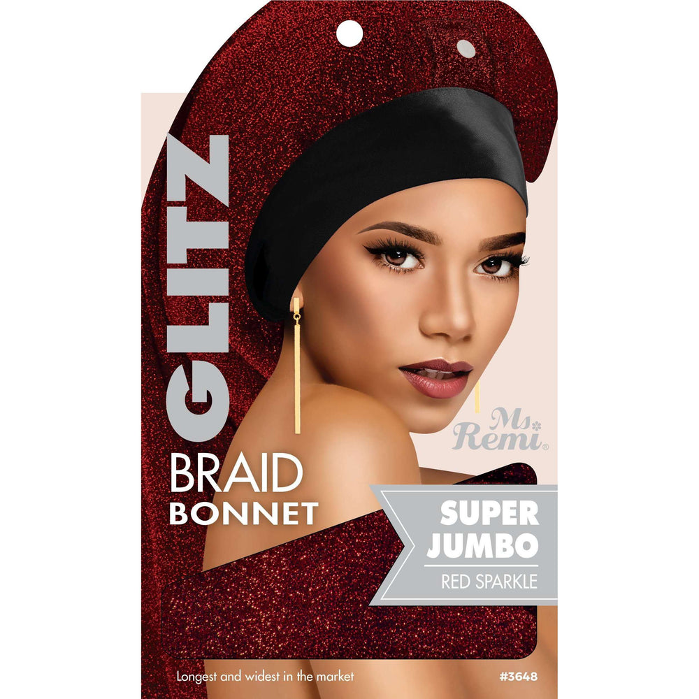 
                  
                    Cargar imagen en el visor de la galería, Ms. Remi Glitz Braid Bonnet Jumbo - XL Assorted Colors Hair Care Wraps Ms. Remi Red Sparkle  
                  
                