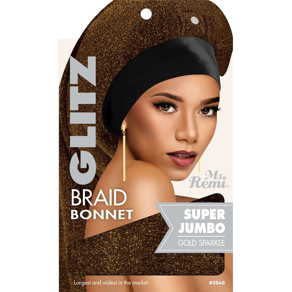 
                  
                    Cargar imagen en el visor de la galería, Ms. Remi Glitz Braid Bonnet Jumbo - XL Assorted Colors Hair Care Wraps Ms. Remi Gold Sparkle  
                  
                