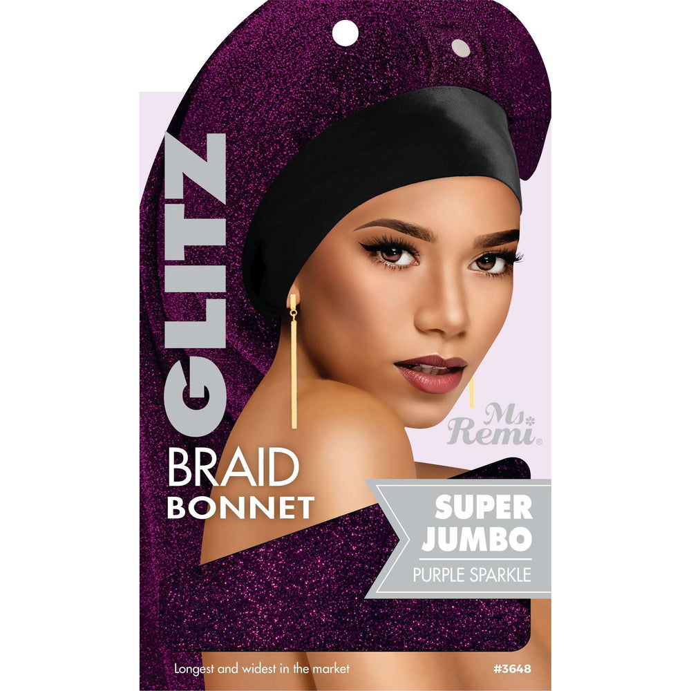 
                  
                    Cargar imagen en el visor de la galería, Ms. Remi Glitz Braid Bonnet Jumbo - XL Assorted Colors Hair Care Wraps Ms. Remi Purple Sparkle  
                  
                